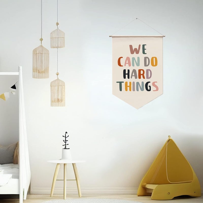 WCDHOR We Can Do Hard Things Wall Hanging, Classroom Wall Decor, Positive Quotes, Kids Affirmation, Kids Room Wall Hanging Banners, Positive Classroom Decor, Playroom Wall Decor - Image 3